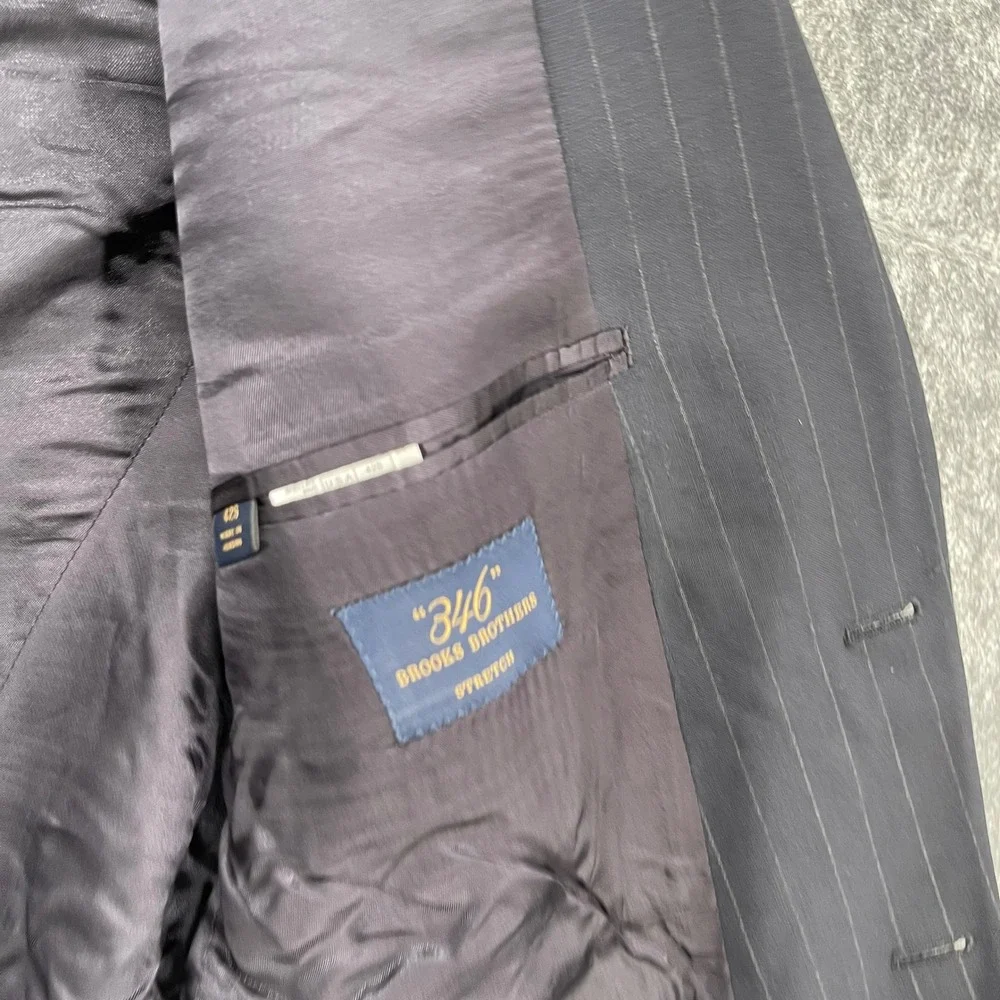 Brooks Brothers Blazer 346 Mens 42S Navy Pinstripe Wool Stretch Sport